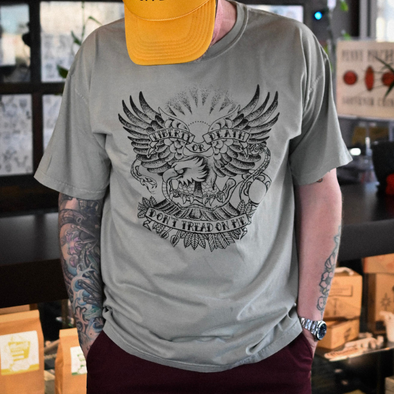 Studio 21 Tattoo Las Vegas NV  Don't Tread on Me Grey T Shirt  with Black eagle graphic 